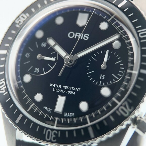 Oris Divers Chrono Stainless Steel Black Dial 40mm Automatic Men's Watch 7791 - Picture 2 of 9